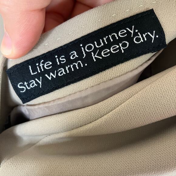 Gallery | Beige 100% Polyester Trench Coat w/ Belt Machine Wash Womens Large - Picture 8 of 9